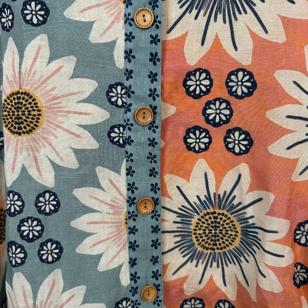FARM Rio Coral & Sage Sunflower Print Short-Sleeve Button-Down - Picture 8 of 10